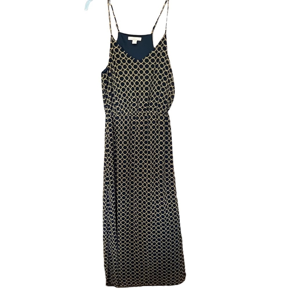 Banana Republic Sleeveless Maxi Dress Navy Blue Yellow Lined Size 6